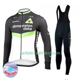 Radbekleidung Radtrikot Langarm + Lang Trägerhose 2017 Dimension Data Winter Thermal Fleece N001